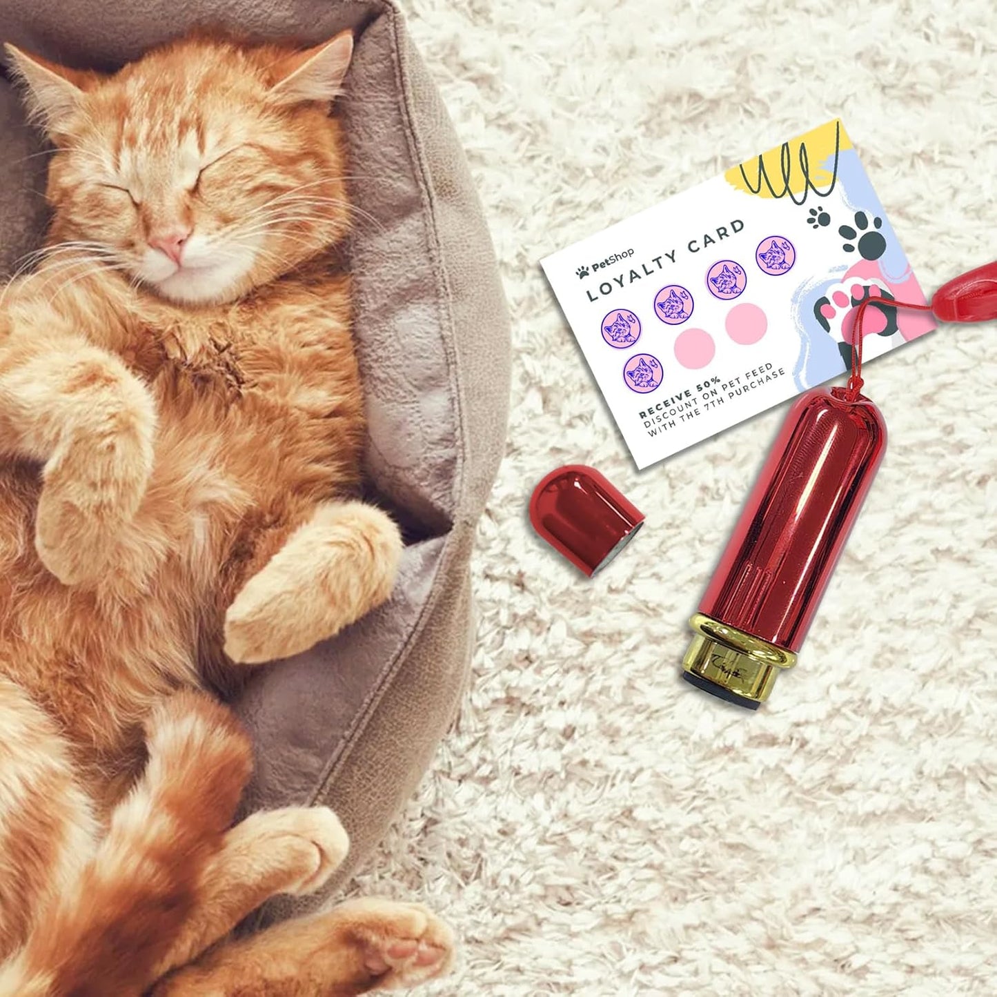 Custom Loyalty Card Stamp Personalized Self Inking Stamp for Business, Pet, Reward - Small Round Rubber Stamp