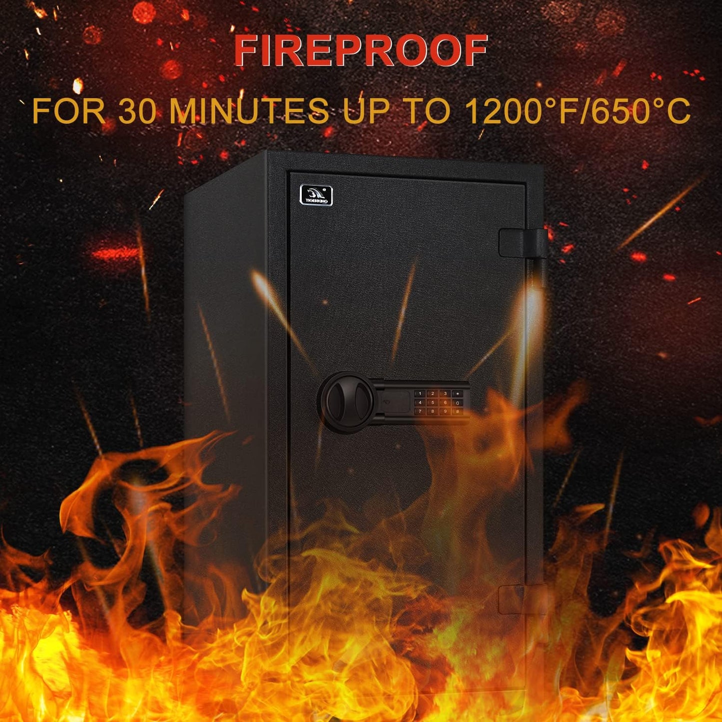 TIGERKING Fireproof Safe, 3.47 Cubic Feet Safe Box, Large Steel Money Safe Home Safes with Digital Lock for Home and Office