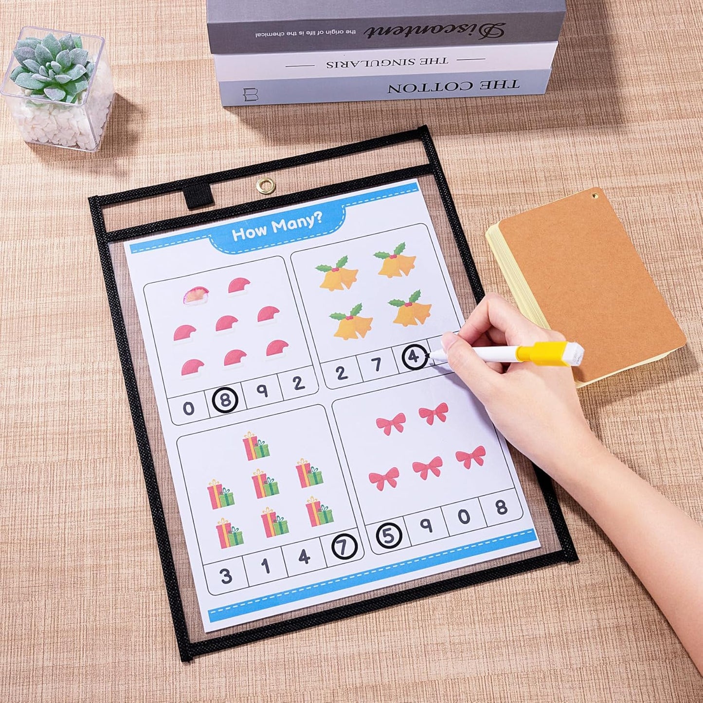 Ndsox 15 Packs Oversized Dry Erase Pockets Reusable Plastic Sleeves Clear Job Ticket Holders Heavy Duty Transparent Hanging Sheet Protectors for Teacher Classroom School Office Work Warehouse, Black