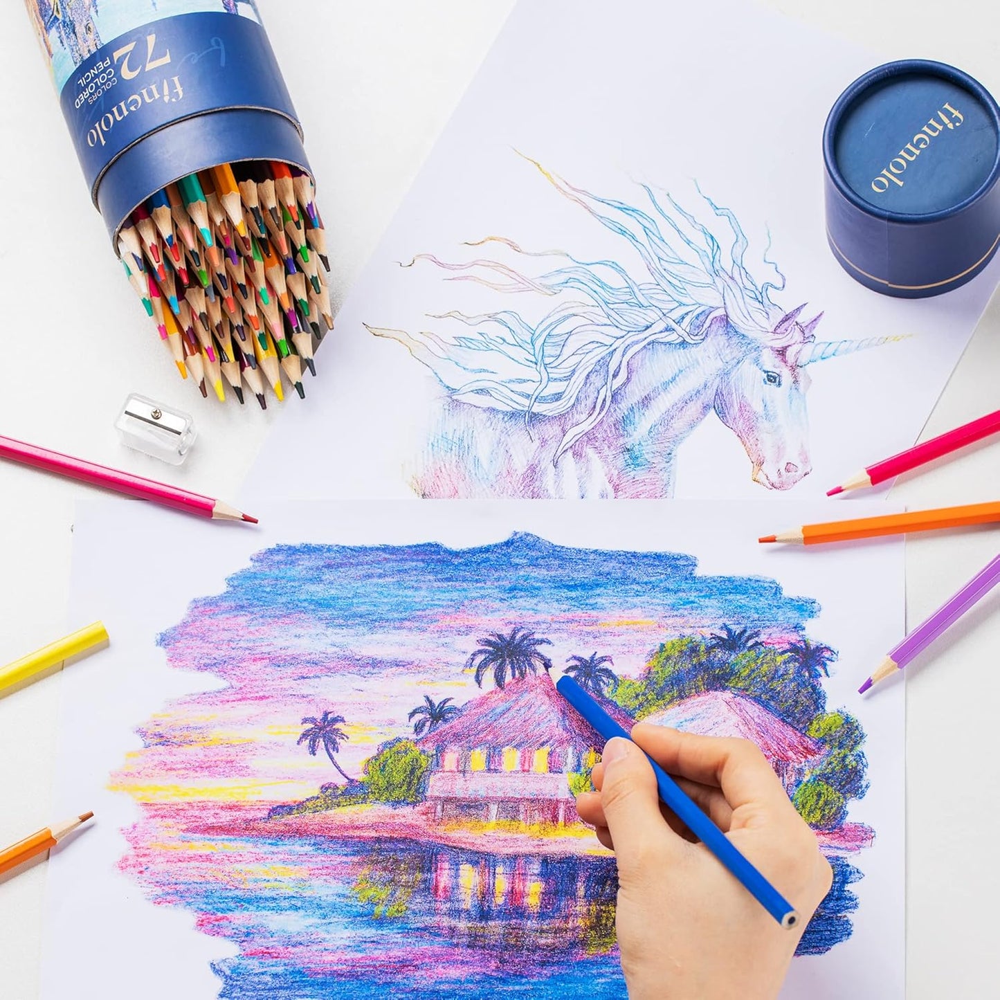 72 Colored Pencils for Adult Coloring Books, Soft Core, Art Drawing Pencils for Artists Beginners, Coloring Pencils Set with Sharpener for Coloring, Sketching, Painting