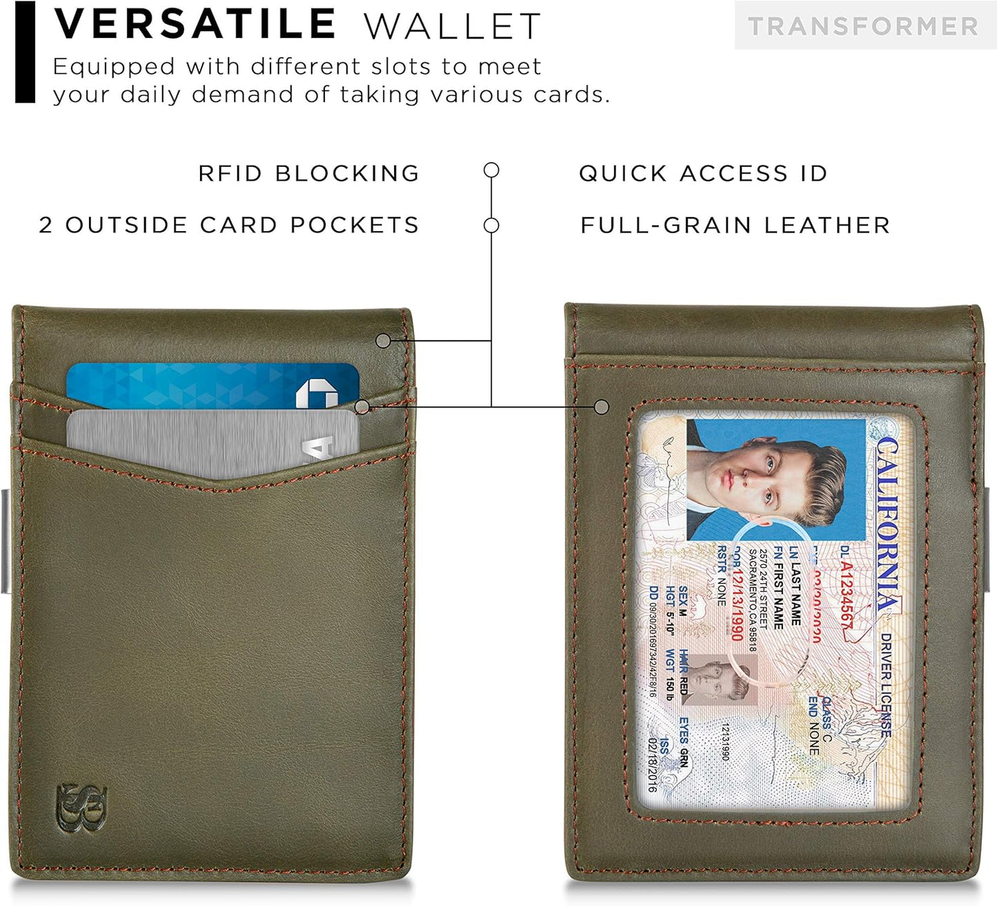 SERMAN BRANDS Money Clip Wallet - Mens Wallets slim Front Pocket RFID Blocking Card Holder Minimalist Mini Bifold