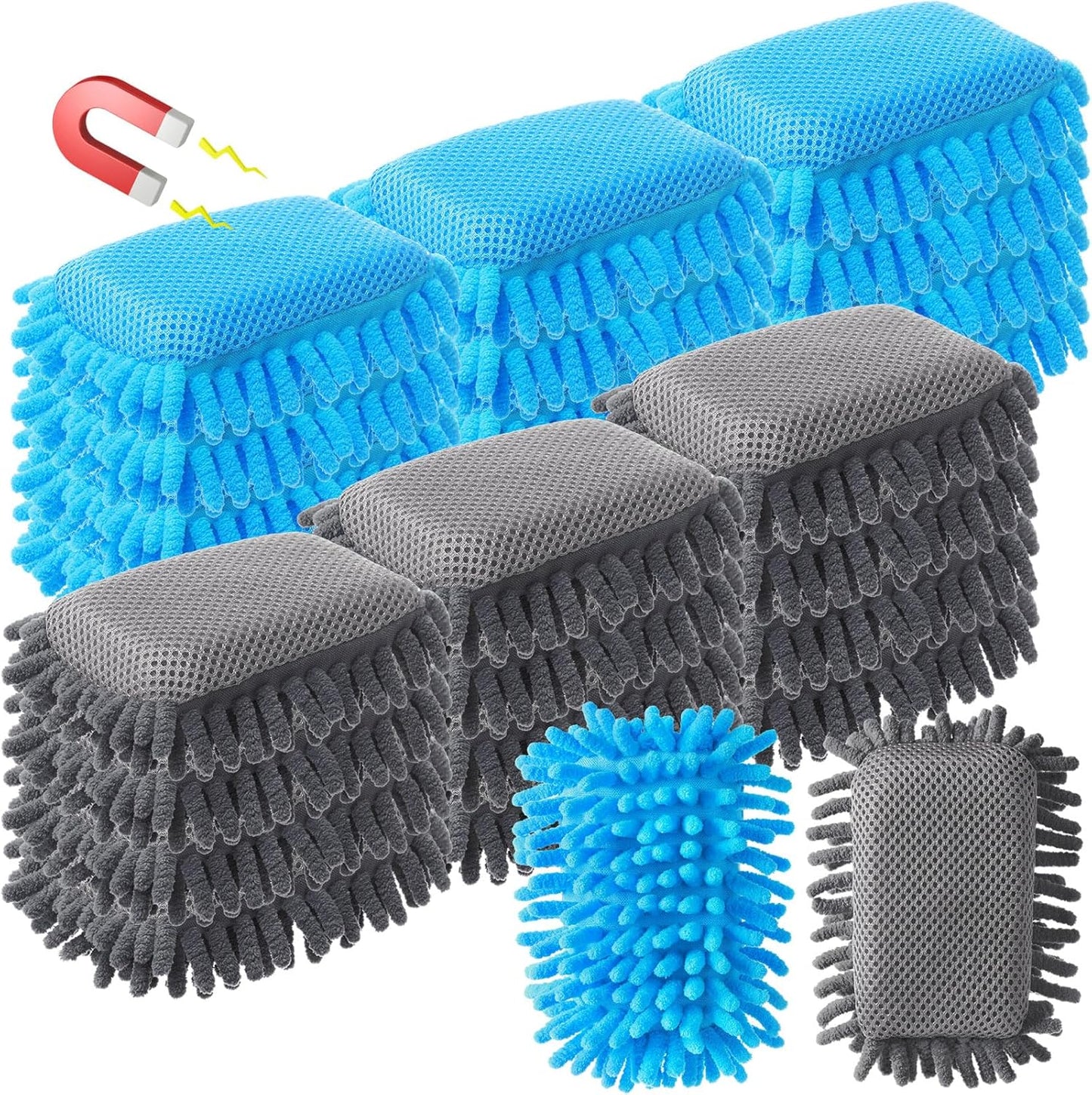 Sherr 24 Pcs Magnetic Whiteboard Eraser School Erase Erasers Microfiber Washable White Board Eraser for Chalk Classroom Home Office(Blue,Gray)