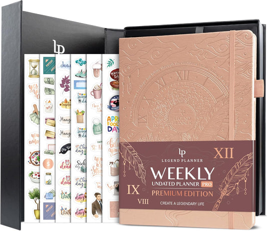 Legend Planner PRO Premium – Large Undated Weekly, Monthly & Budget Planner with Habit Tracker – Life Organizer for Time & Task Management, Goal Setting & Productivity – A4 Size (Rose Gold, New Cover)