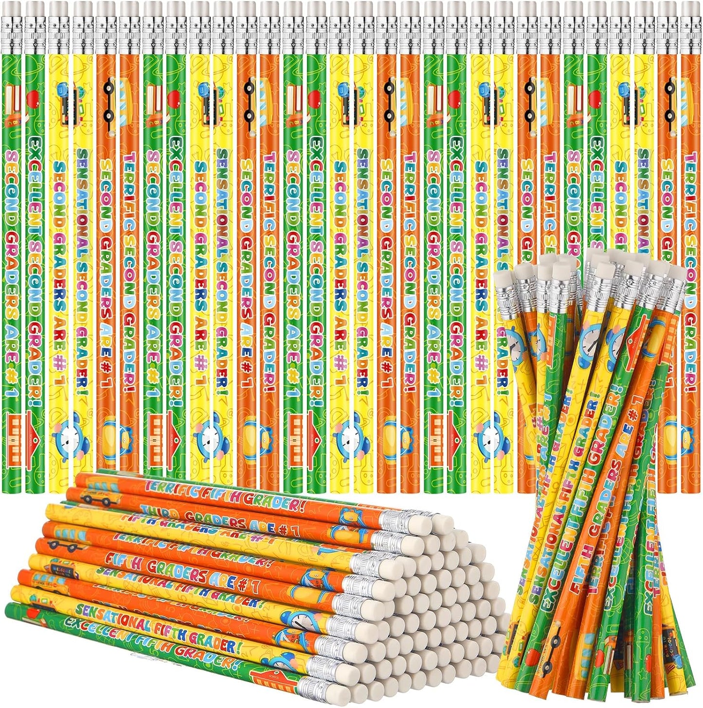 Tenceur 120 Pcs 5th Graders Pencils, 5 Motivational Cute Pencils Bulk with Erasers for Kids Student Teacher Classroom Reward Back to School Supplies