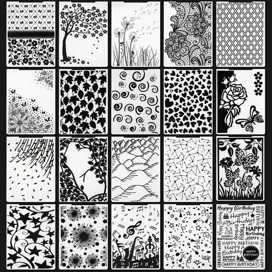 Mumufy 20 Pcs Embossing Folders for Card Making Embossing Stencil Template DIY Plastic Paper Card Decorating Mold for Scrapbook Photo Album DIY Craft, 5.8 x 3.9 Inch(Classic)