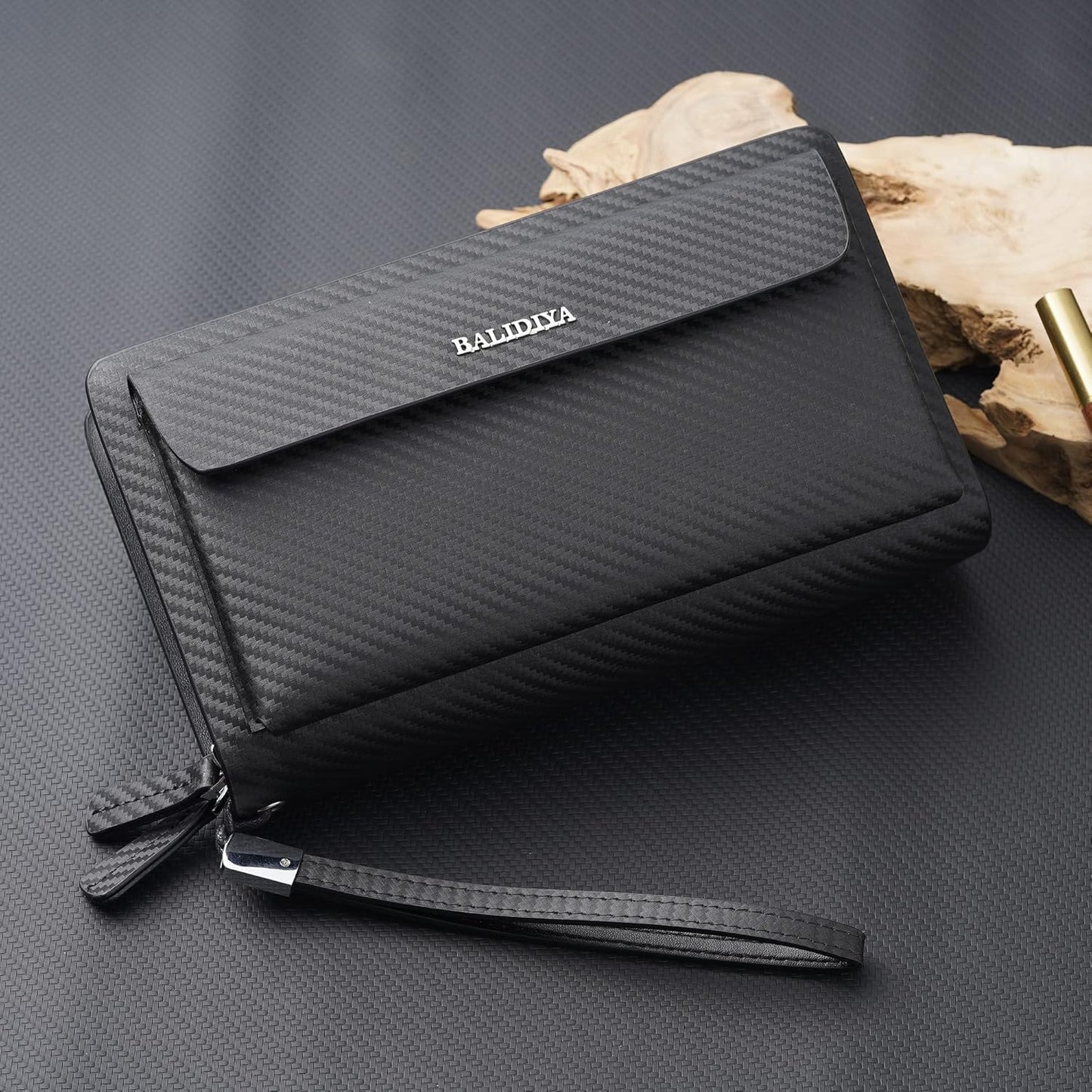 Leather Men Clutch Bag Long Wallet Purse Card Holder Case Business Large Clutch with Double Zip Handbag