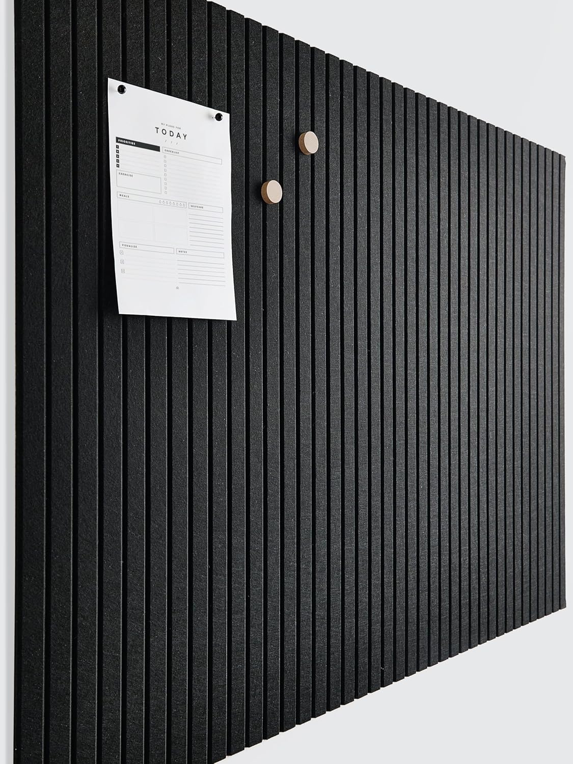 Large Cork Boards for Walls Black Felt Board Alternative - Slat Wall Paneling, Felt Bulletin Board Tiles for Office Decor, Push pin Board Office Wall Organizer -12-Pack (Black)