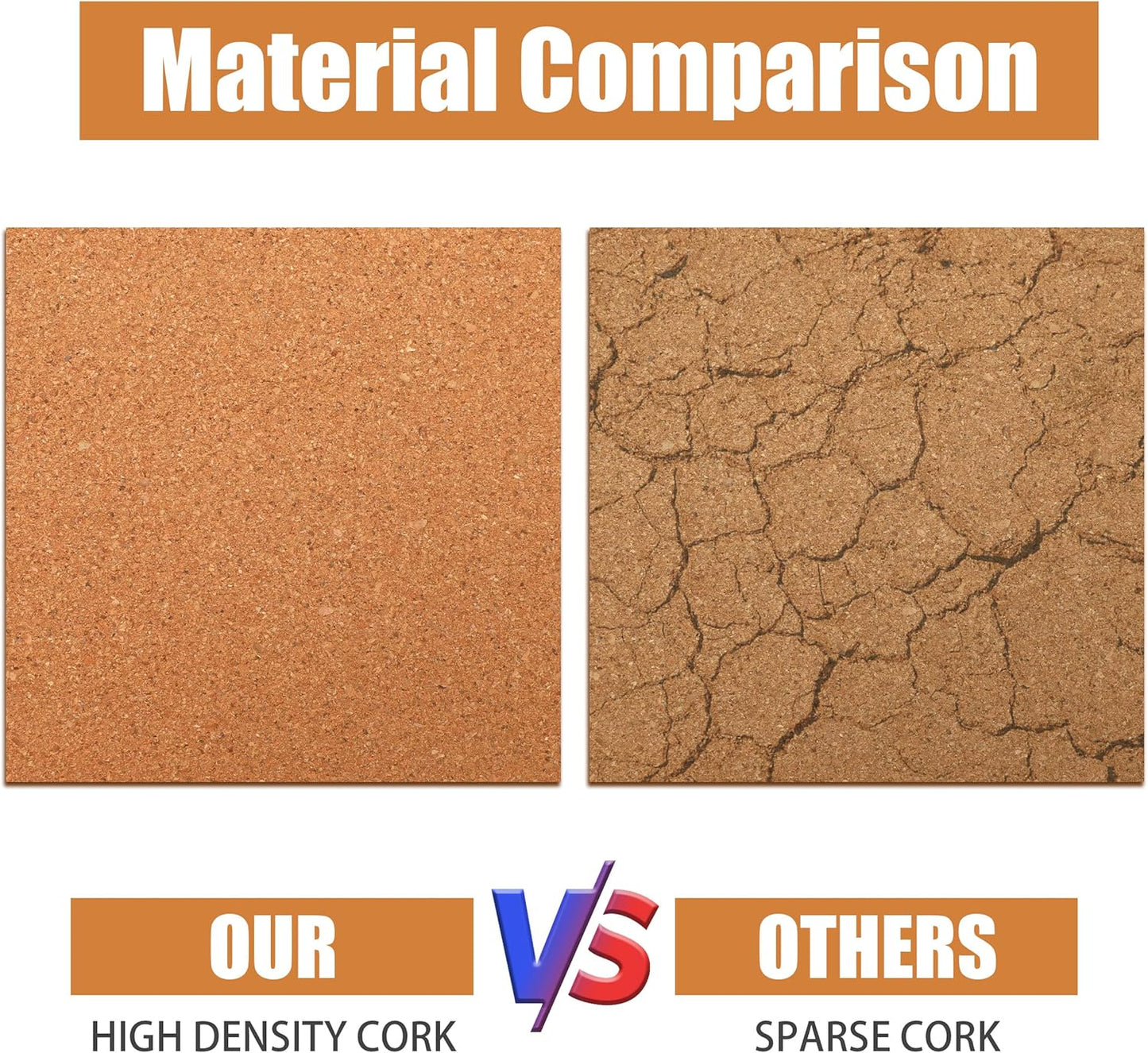 SUNGIFT Cork Boards for Walls - 12" x 12" Corkboard Squares, 1/2" Thick Cork Board Tiles, 6 Pack Wall Bulletin Board with 50 Push Pins for Office, Home Decor