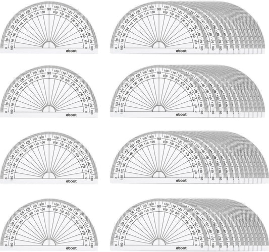 EBOOT 50 Pcs Math Protractors Plastic Protractor 180 Degrees, 4 Inches(Clear)