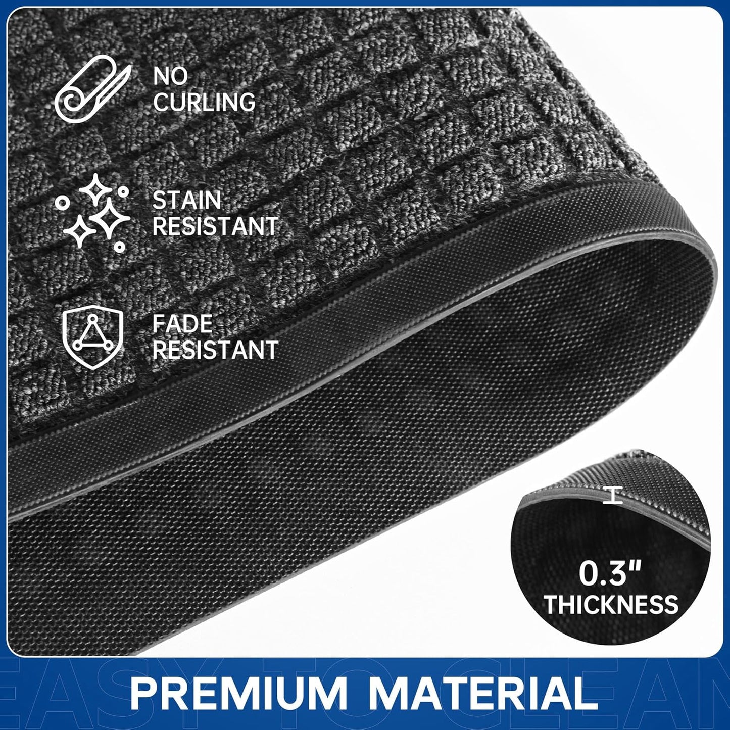 Durable Front Door Mat, 72" x 24" Heavy Duty Indoor Outdoor Doormat for Entryway, Non-Slip Rubber Backing, Stain and Fade Resistant Commercial Floor Mat for Home Office Entry