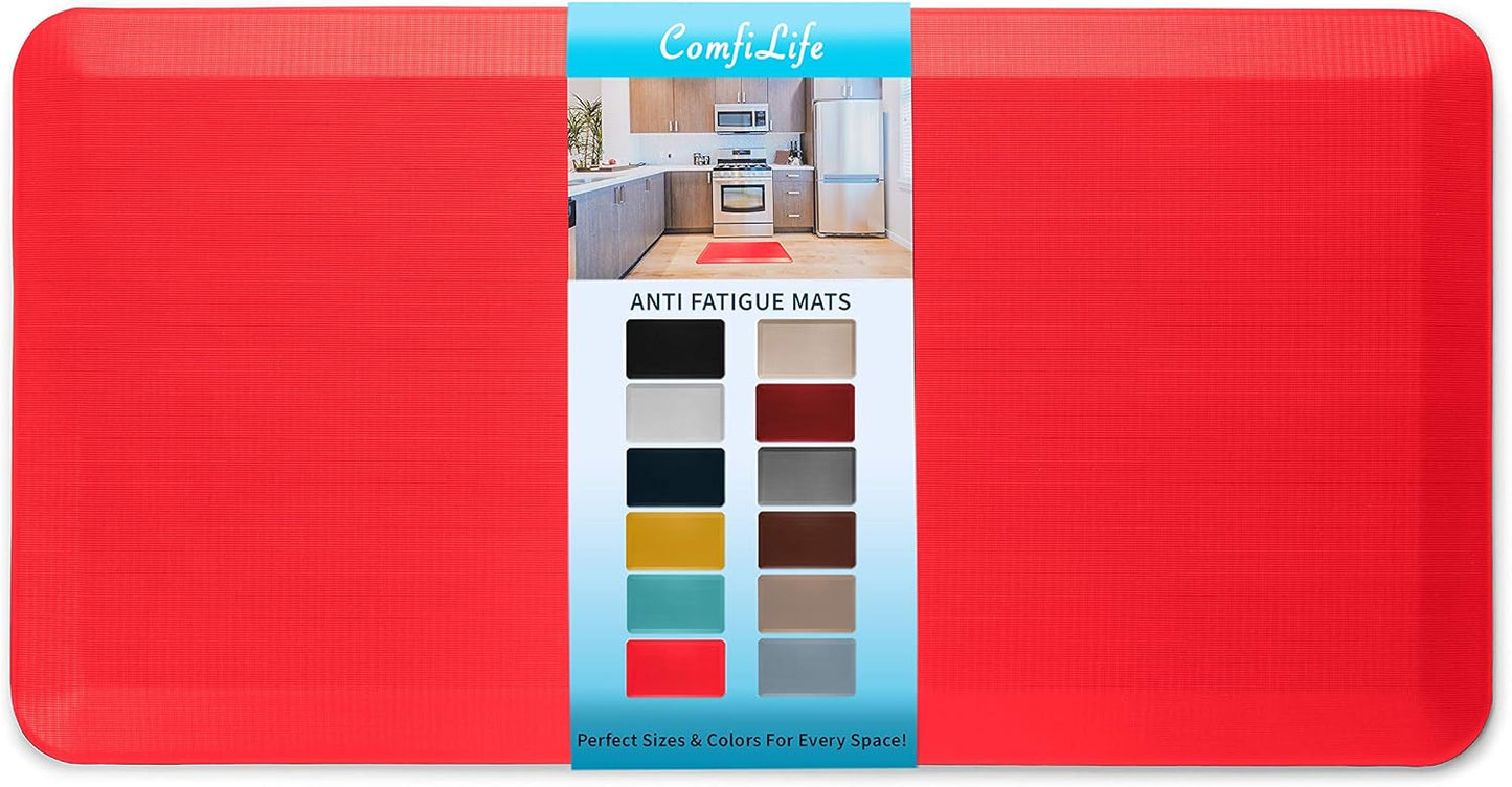 ComfiLife Anti Fatigue Floor Mat – 3/4 Inch Thick Kitchen Mats for Floor, Standing Desk Mat, Kitchen Rug – Comfort at Home, Office – Durable – Stain Resistant – Non-Slip (20" x 39", Scarlet Orange)