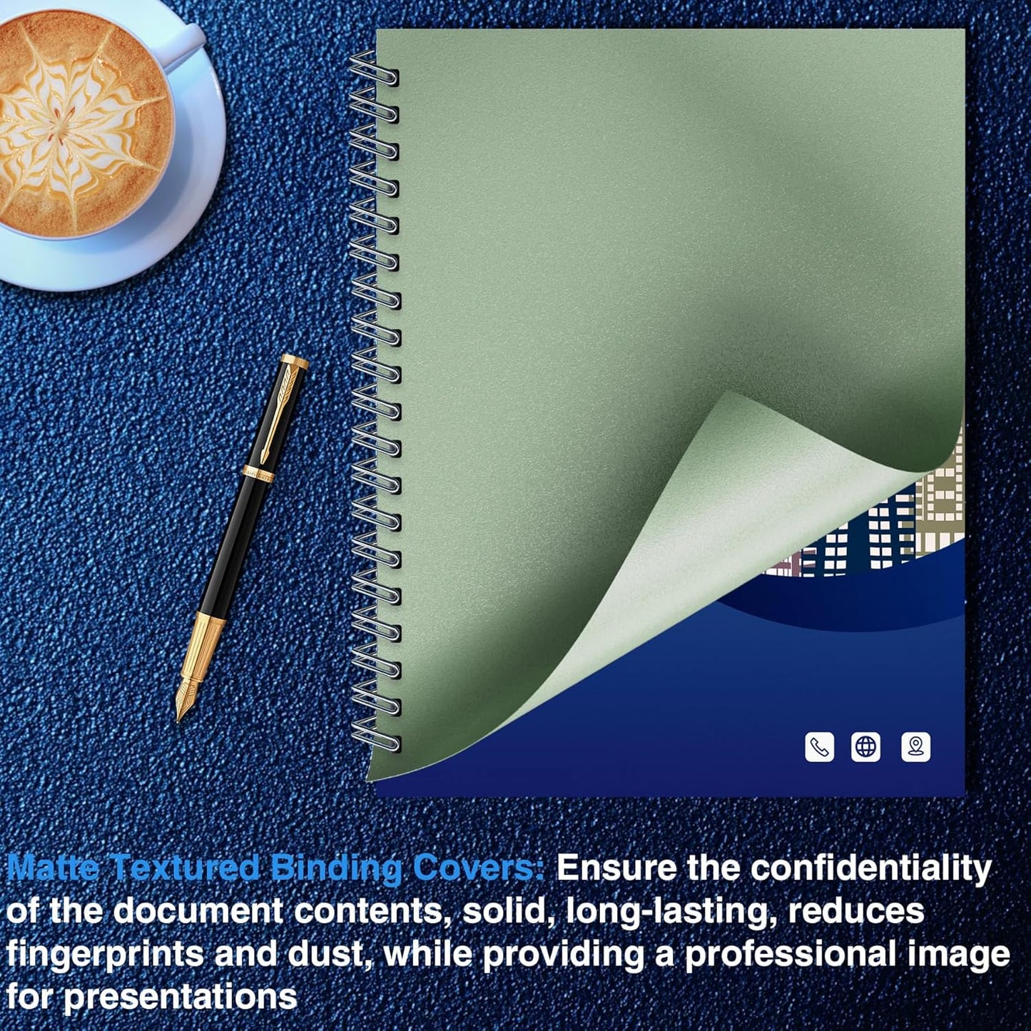 Ndsox 100 Pack 12 Mil Binding Presentation Covers Sand-Textured Polycover Report Covers for Letter Size Document Binding, Business Proposals, 8-1/2 x 11 Inches, Un-Punched, Square Corners, Sage Green