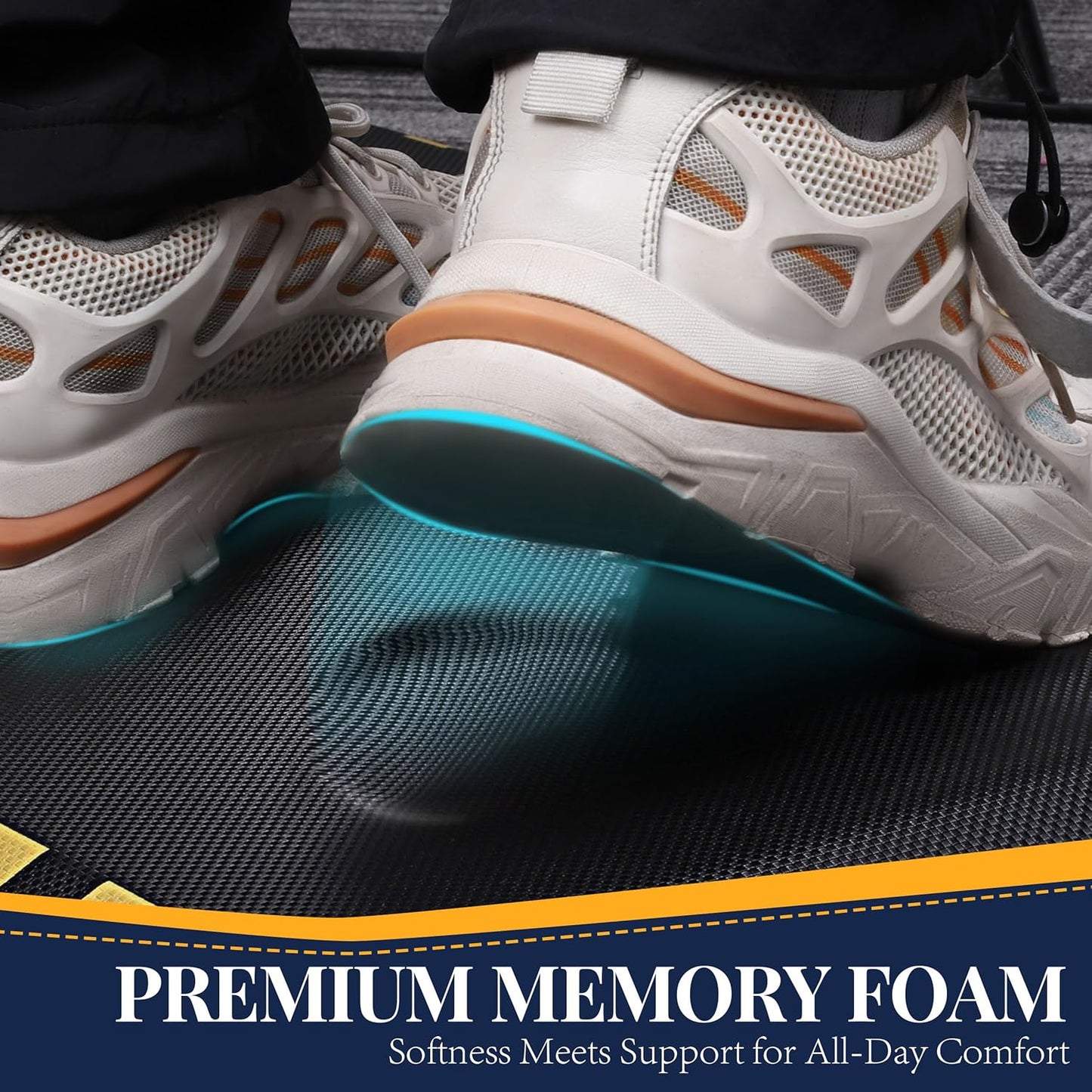 Anti Fatigue Mat for Industrial - 39"x20" Standing Floor Mat with Safety Yellow Border, Ergonomic Work Mat for Warehouse, Garage, Public - Relieves Back & Leg Pain