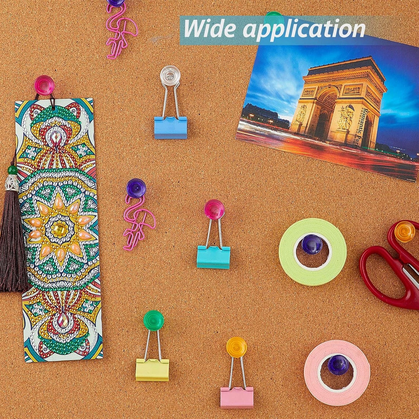 Outus 100 Pcs Giant Push Pins Large Thumb Tacks Plastic Heads 1 Inch Jumbo Push Pins for Cork Board Map Posters Office School(Red, Yellow, Blue, Green, Clear)