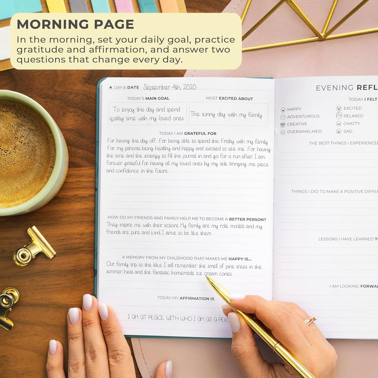 Clever Fox Gratitude Journal – Happiness, Positivity & Affirmation Daily Journal – Inspirational Daily Notebook – 3 Months, A5 (Aquamarine)