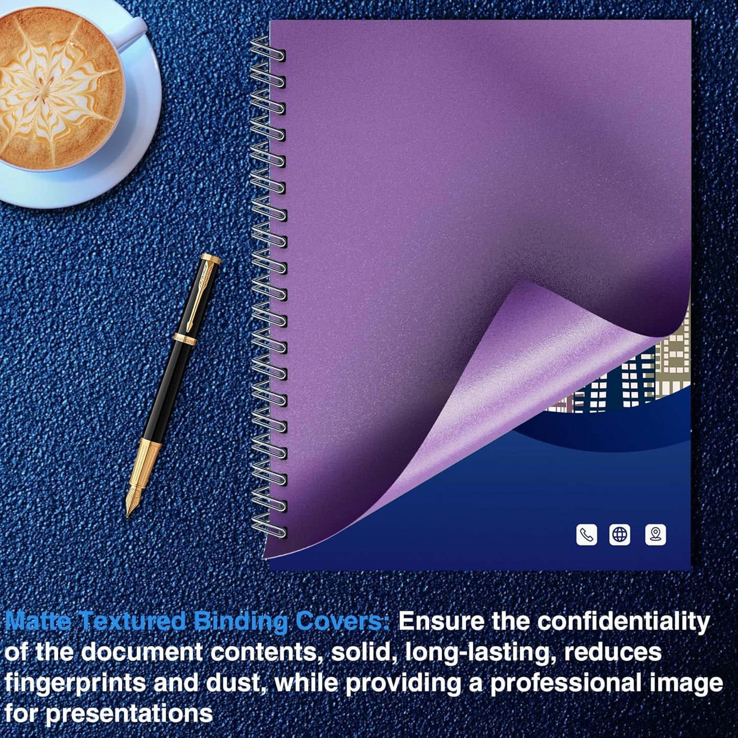 Ndsox 100 Pack 12 Mil Binding Presentation Covers Sand-Textured Polycover Report Covers for Letter Size Document Binding, Business Proposals, 8-1/2 x 11 Inches, Un-Punched, Square Corners, Deep Purple