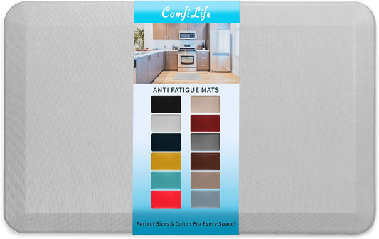 ComfiLife Anti Fatigue Floor Mat – 3/4 Inch Thick Kitchen Mats for Floor, Standing Desk Mat, Kitchen Rug – Comfort at Home, Office – Durable – Stain Resistant – Non-Slip Bottom (20" x 32", Silver)