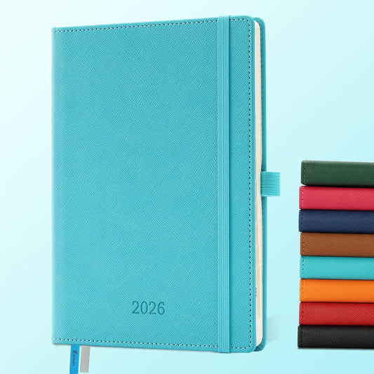 Weekly Monthly 2026 Planner (Jan.26-Dec.26),8.5"x6.5",12 Months Agenda Plan with Month Tabs & Pocket,Expenses/Note Pages, Appointment Book Calendar with Vegan Leather Cover,Light Blue