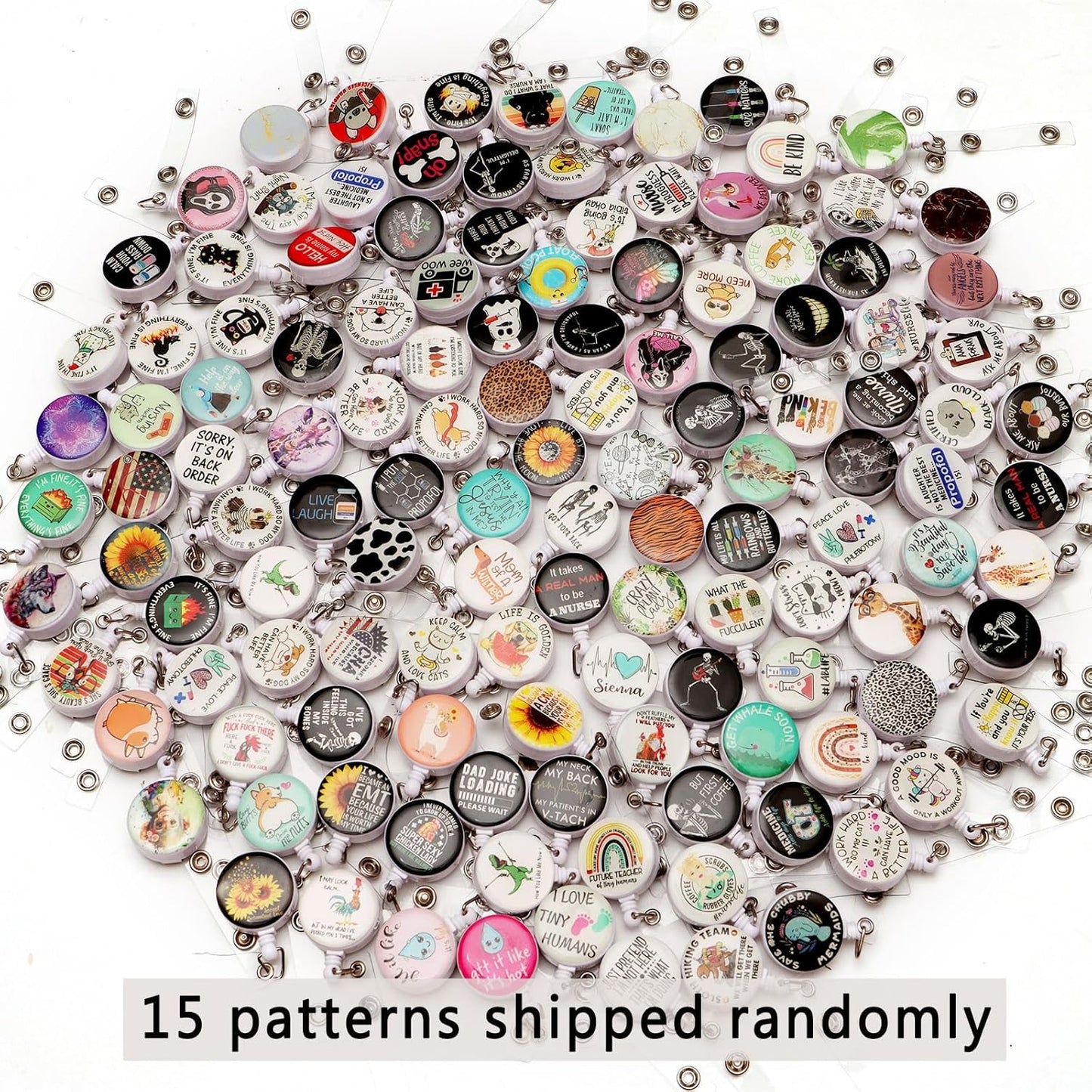 15Pcs Nurse Badge Reels Retractable Badge Holders ID Badge Holder Retractable Badge Clip Nurse Badge Reel for ID Card Holder