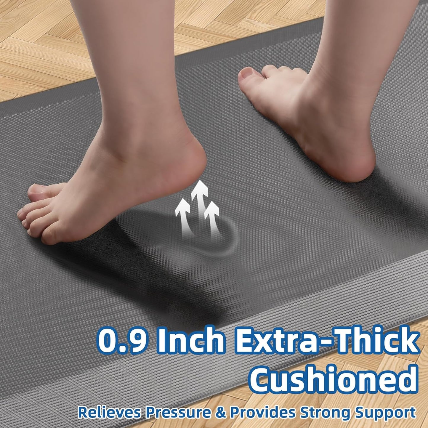 Anti Fatigue Kitchen Mats for Floor, Grey 9/10 Extra Thick Cushioned Standing Desk Mat, Comfort Memory Foam Ergonomic Kitchen Rugs and Mats Non-Slip Waterproof for Office, Kitchen, Sink, 20" x 48"