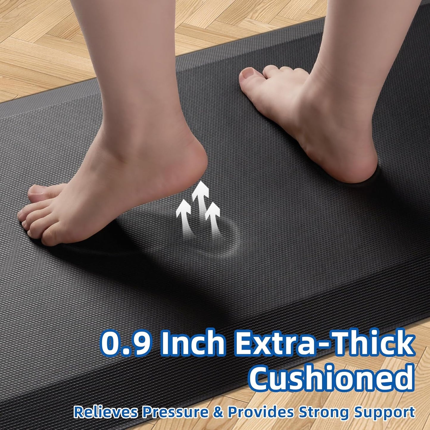 2 PCS Anti Fatigue Kitchen Mats for Floor, 9/10 Extra Thick Cushioned Standing Desk Mat, Comfort Memory Foam Ergonomic Kitchen Rugs and Mats Non-Slip Waterproof for Office, Kitchen, 20"x32"+20"x32"