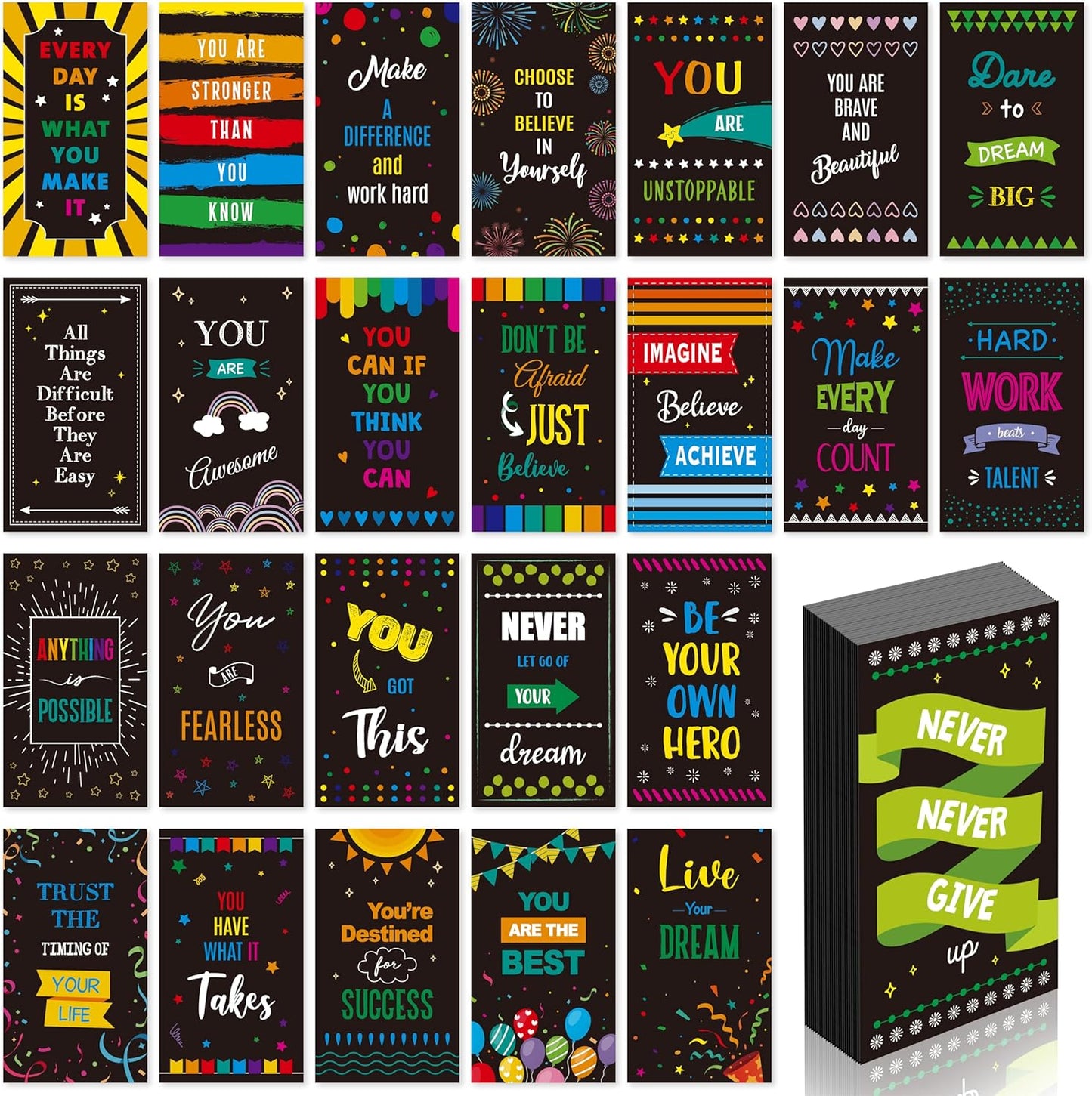 50 PCS Motivational Magnets, 25 Designs Inspirational Magnets Positive Affirmation Decals for Kids, Adults, Fridge (2' x 3.5')