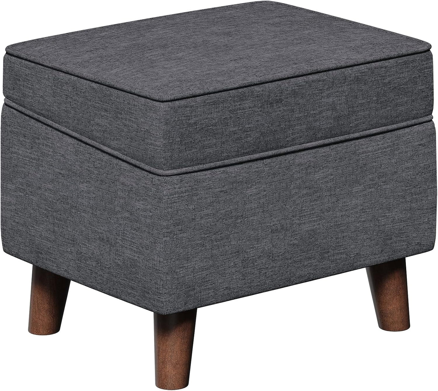 Storage Ottoman with Adjustable Cover, Soft Step Stool, Footrest and Seat, Ottoman Foot Rest for Living Room, Bedroom, Dorm, Light Gray