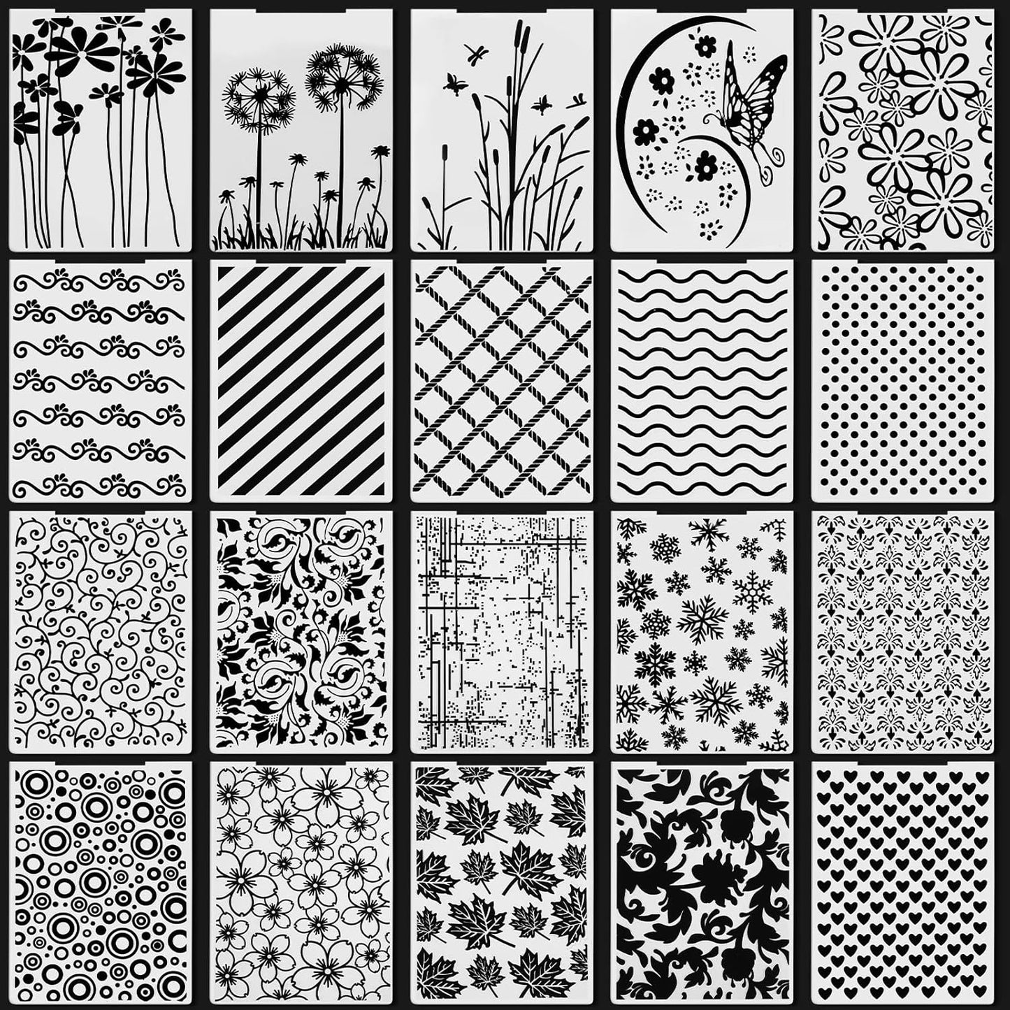 Mumufy 20 Pcs Embossing Folders for Card Making Embossing Stencil Template DIY Plastic Paper Card Decorating Mold for Scrapbook Photo Album DIY Craft, 5.8 x 3.9 Inch(Vintage)