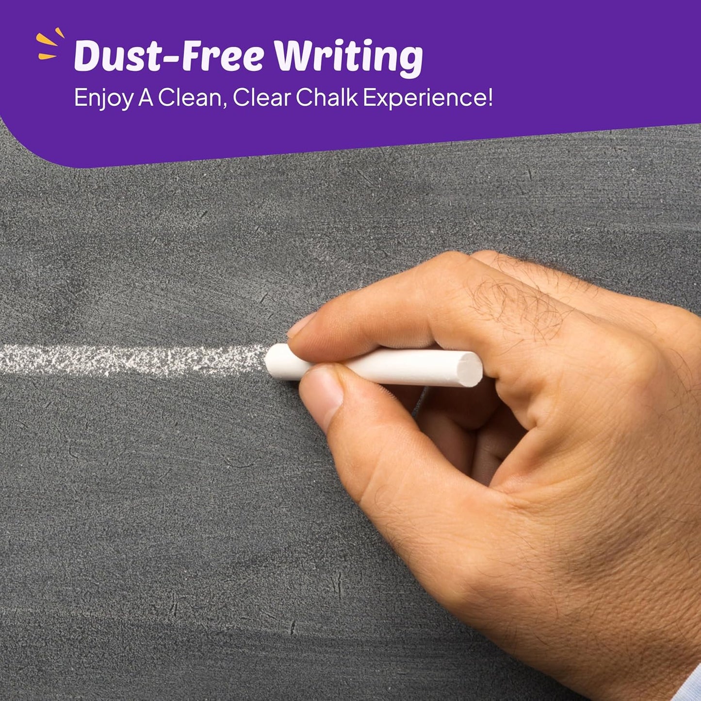 kedudes White Chalk - Chalkboard Chalk for Classrooms and Home - 24 Sticks of Dustless Chalk - Smooth Writing, Easy Cleanup - Suitable for Kids, Teachers, and Creative Spaces - 2 Boxes