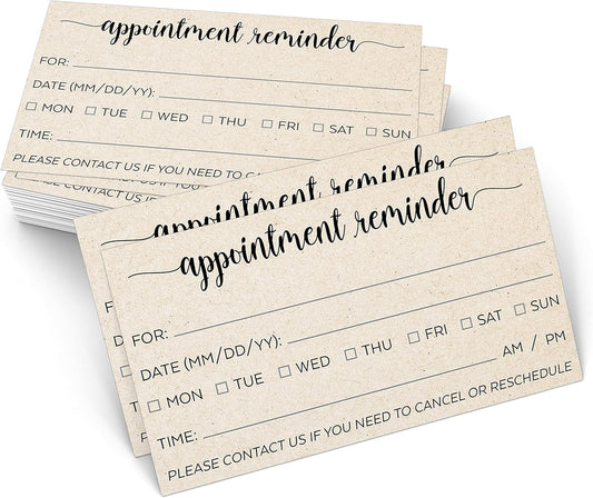 321Done Appointment Reminder Card (50) Kraft Tan 2x3.5 - Business Card Size Your Next Appointment for Hair Nail Salon, Spa, Massage, Hairdresser, Grooming, Doctor, Dentist Office - Simple, Cute