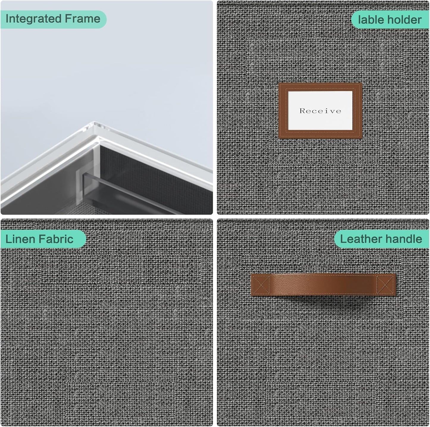 File Box for Hanging, File Organizer Box with Lid Decorative File Folders Letter Size Organizer with One-Piece Integrated Plastic Slide Rail (Grey, 13.2x10.1x10.1inch(3pack))