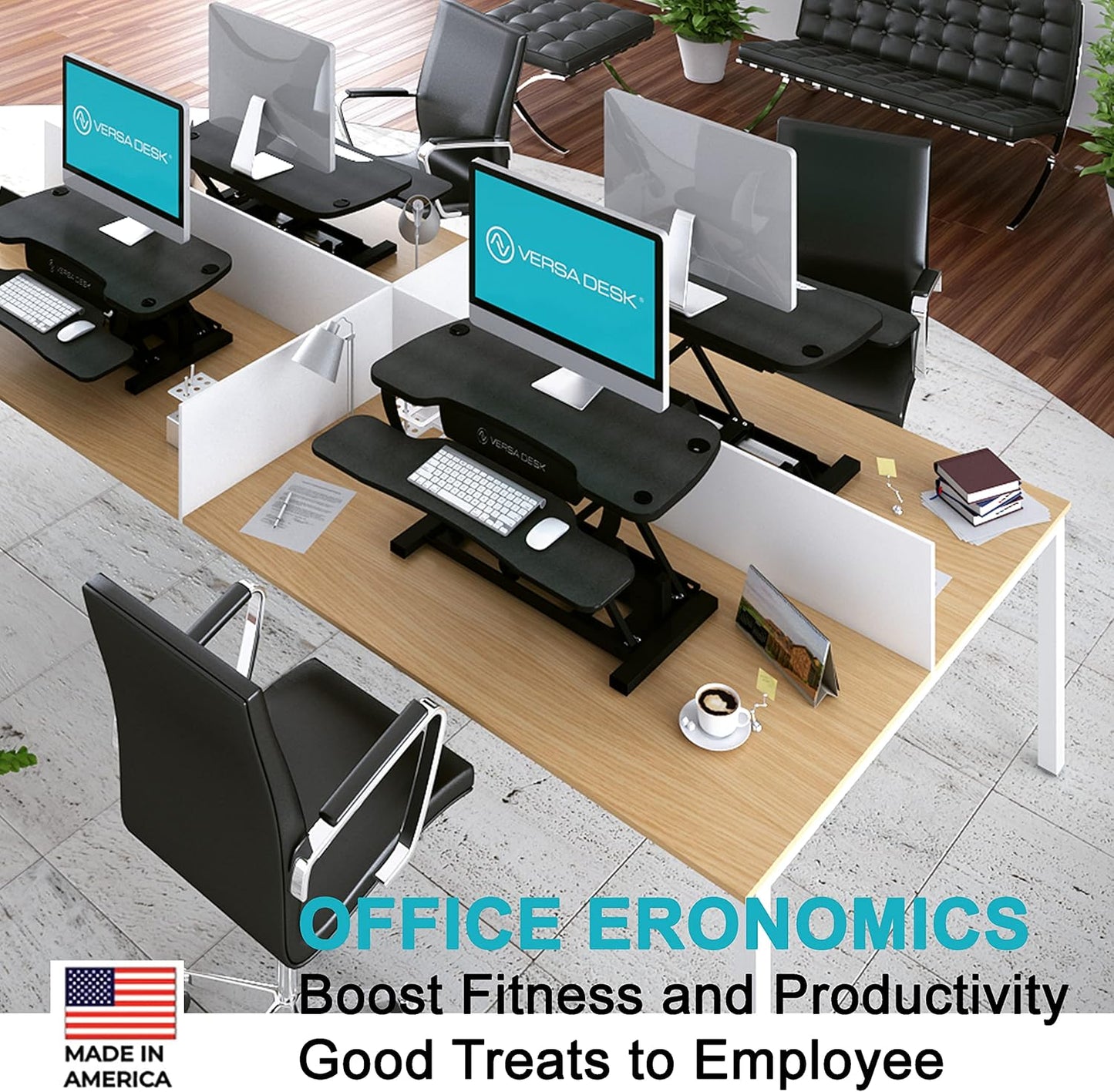 VERSADESK® PowerPro™ 40” x 24” Standing Desk Converter | 40 inch Electric Height Adjustable Sit to Stand Desk Riser w/ Keyboard Tray & USB Hub - Ergonomic Workstation for Home & Office, Black