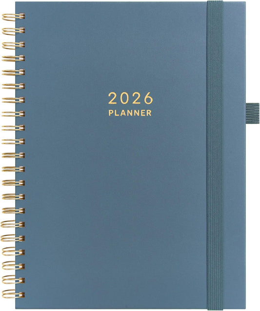 And Per Se 2026 Planner, A4 Size-Daily, Weekly & 18-Monthly Leather Hardcover Planner, Daily Schedule, Monthly Tabs, 100 GSM Thick Paper(Dark Blue)