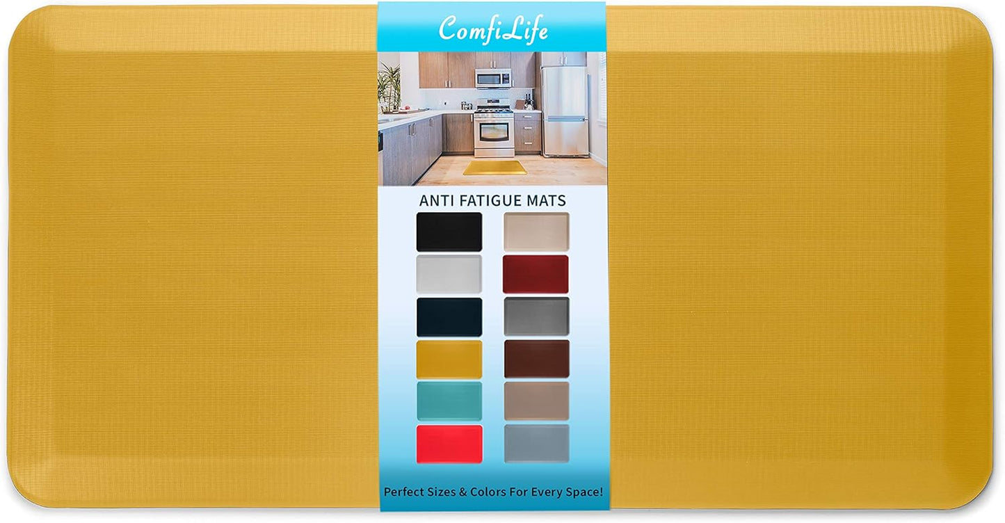 ComfiLife Anti Fatigue Floor Mat – 3/4 Inch Thick Kitchen Mats for Floor, Standing Desk Mat, Kitchen Rug – Comfort at Home, Office – Durable – Stain Resistant – Non-Slip Bottom (20" x 39", Mustard)