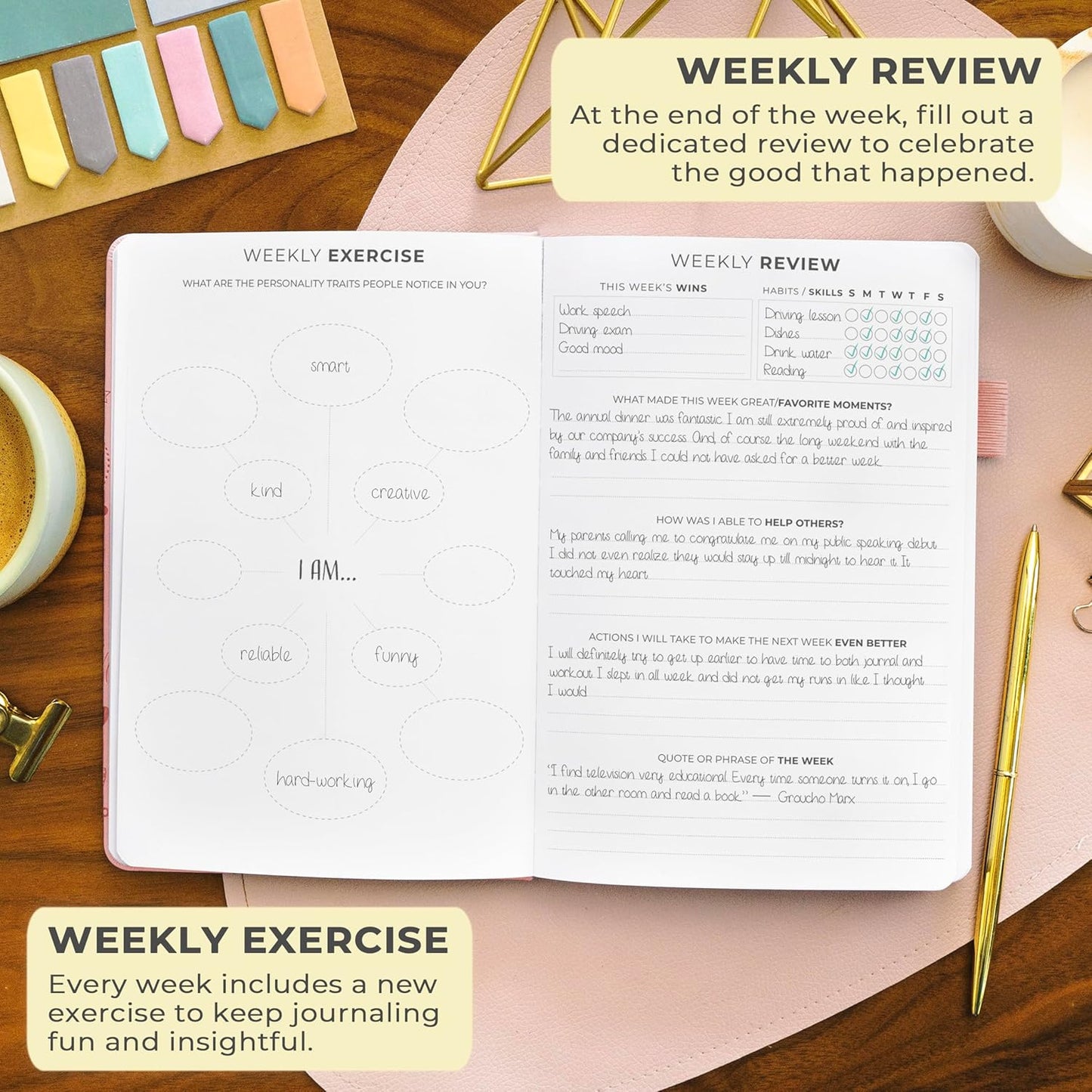 Clever Fox Gratitude Journal – Happiness, Positivity & Affirmation Daily Journal – Inspirational Daily Notebook – 3 Months, A5 (Light Pink)