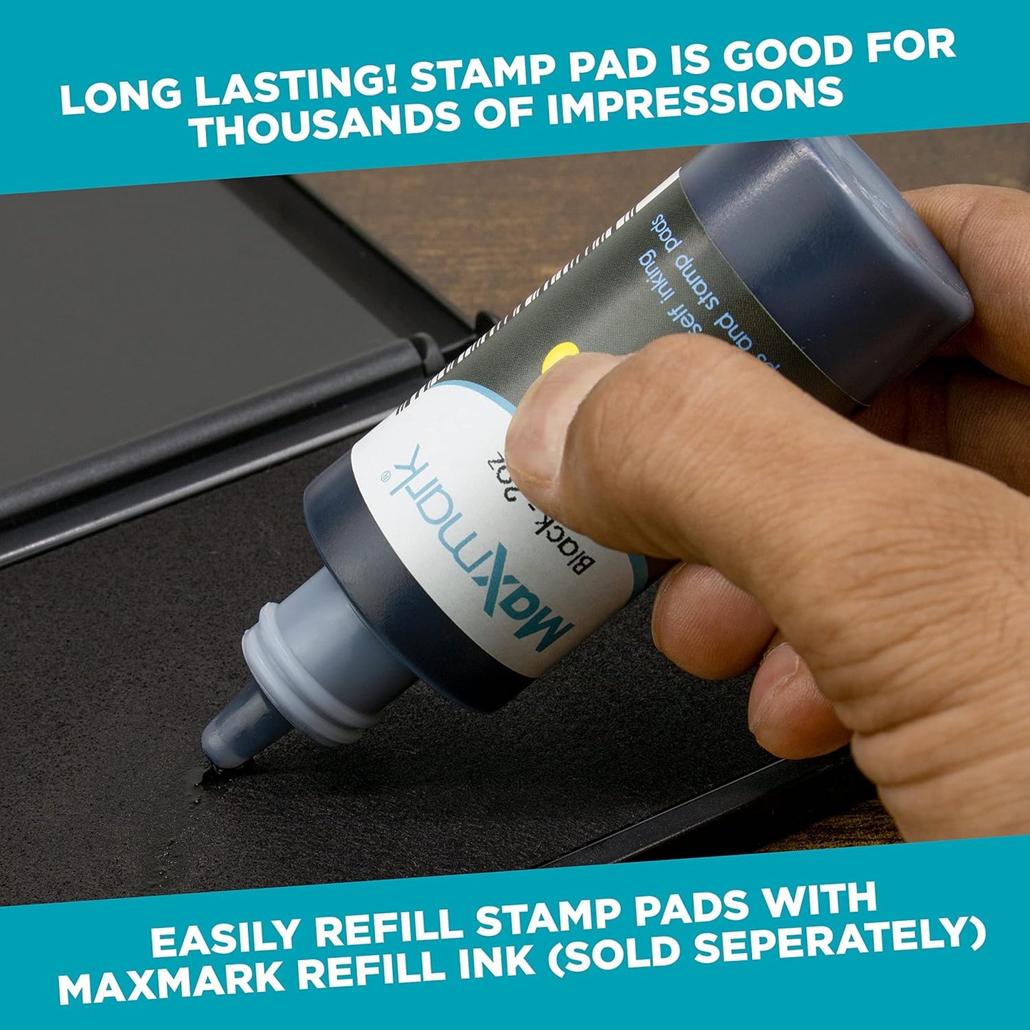 MaxMark Large Premium Blue Ink Stamp Pad - 3.5" x 6.25" - Quality Felt Pad