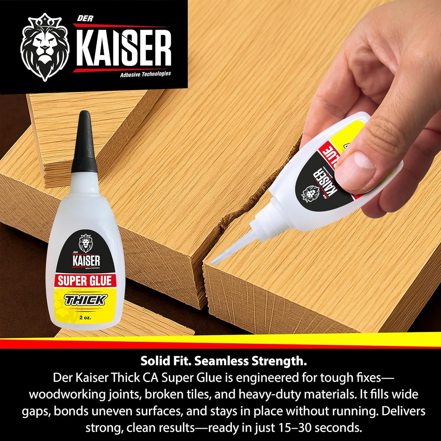 Thick Cyanoacrylate (CA) Super Glue – 2 Pack (2 x 2 oz Bottles) – Heavy-Duty Adhesive for Woodworking, Marble, and Repair Projects