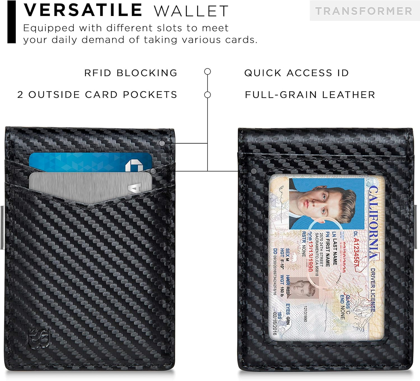 SERMAN BRANDS Money Clip Wallet - Mens Wallets slim Front Pocket RFID Blocking Card Holder Minimalist Mini Bifold