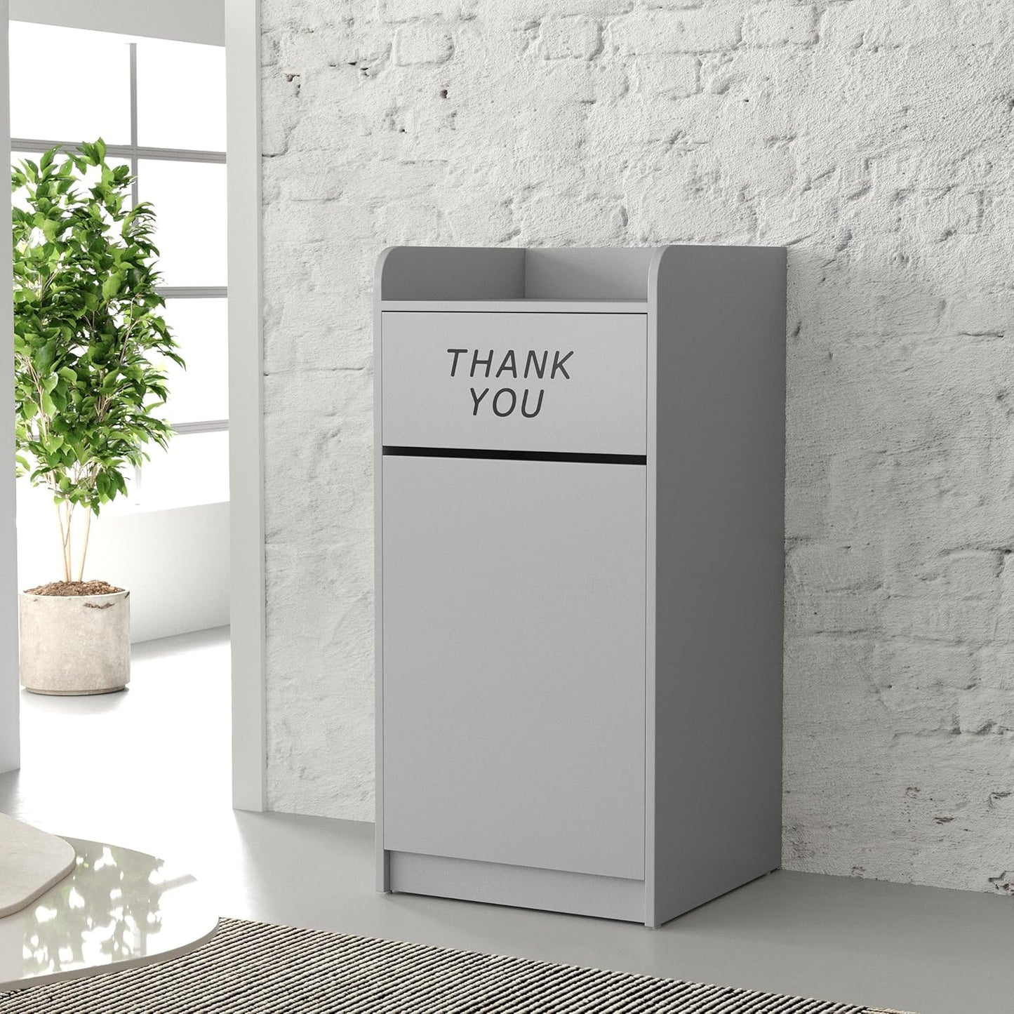 Flash Furniture Wood Tray Top Receptacle, Set of 1, Gray