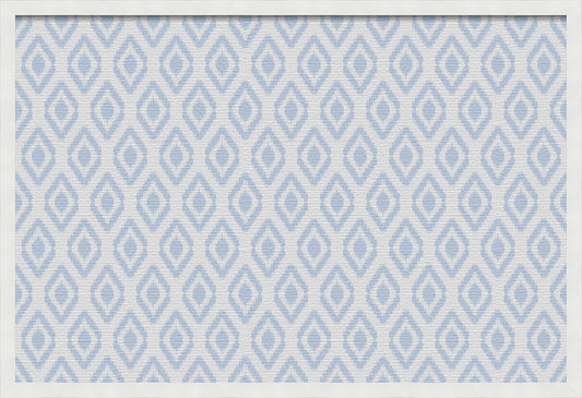 PinPix 36x24 inch Cork Bulletin Board. This Decorative Framed Pin Board Comes with Ikat Light Blue Design and Satin White Frame. Ideal for Home, Office Decor or School (PinPix-1633)