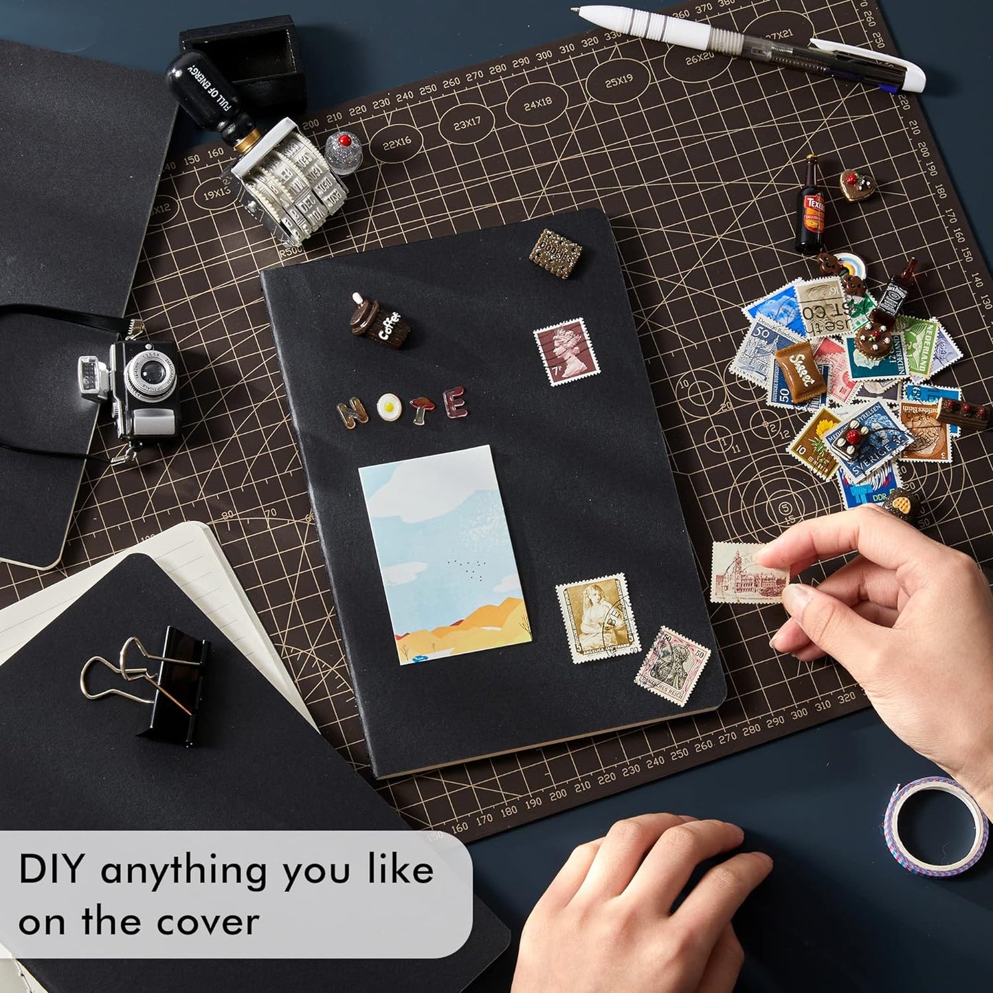 8 Pack Soft Cover Journal Bulk, Feela Notebooks College Ruled for Work, Lined Travel Journal for Women Men, Note Taking Notebook School Supplies Business Writing, 8.2” x 5.5”, A5, Black