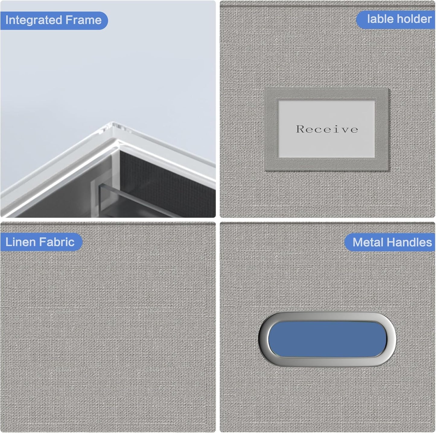 File Organizer Box - File Boxes for Hanging Files with Lid Set of 2 Decorative Hanging Folders Organizer Letter Size with One-Piece Plastic Frame Slides (Light Grey, 13.2*10.1*10.1in(2Pack))