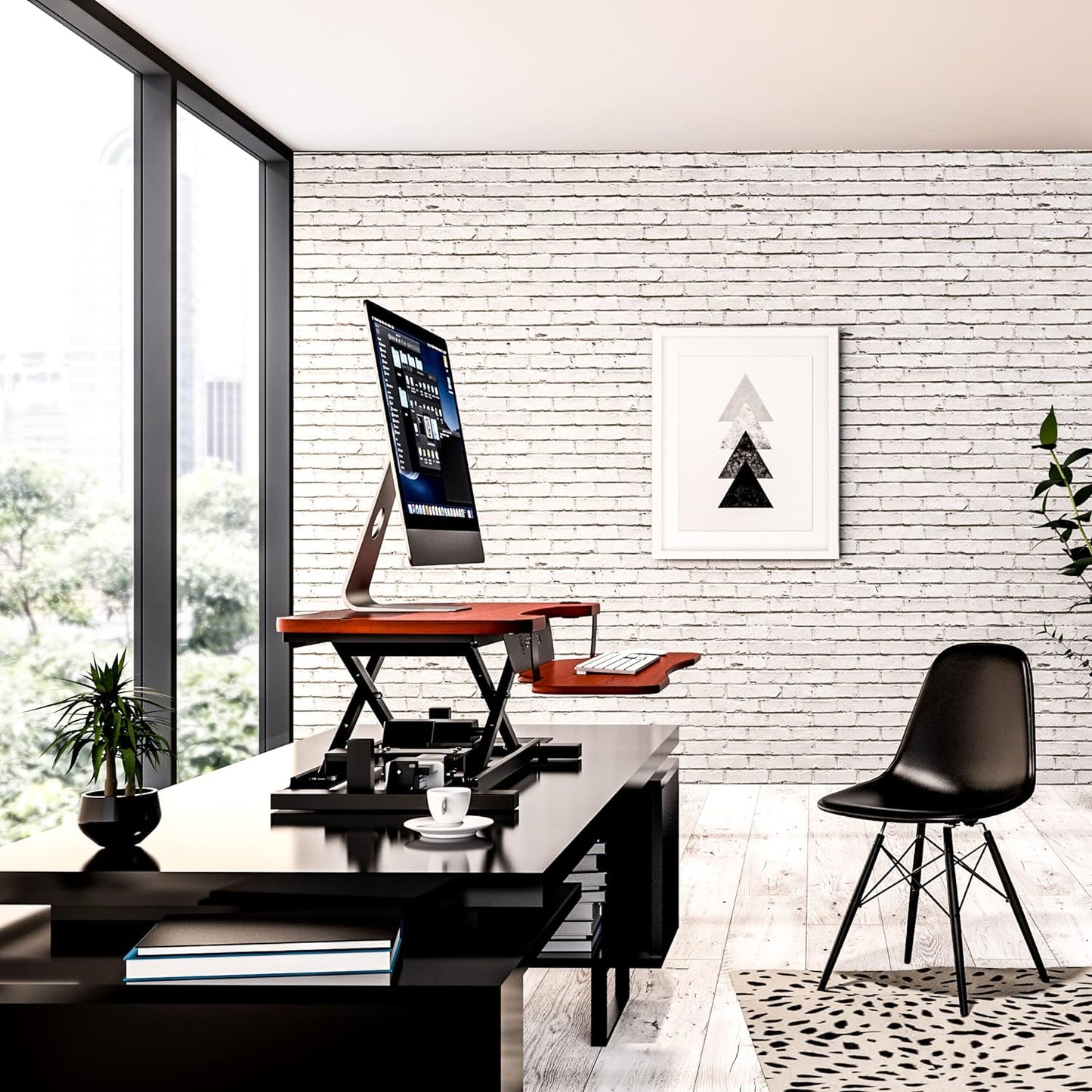 VERSADESK® PowerPro™ 40” x 24” Standing Desk Converter | 7.75” - 23.5” Electric Height Adjustable Sit to Stand Desk Riser w/ Keyboard Tray & USB Hub - Ergonomic Workstation for Home & Office, Cherry