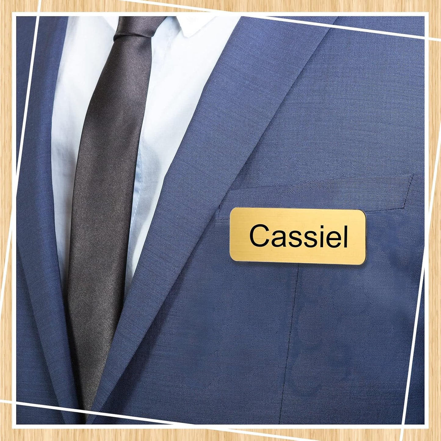 Breling 100 Pieces Name Tags with Pins 1 x 3 Inches Blank Name Tags Reusable ID Badge Holders with Clip for Office Workers Students Employee Custom(Gold)