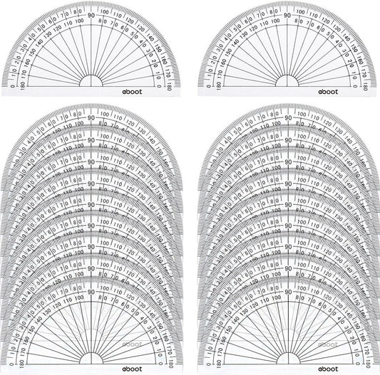 20 Pack Plastic Protractor, 180 Degrees Protractor for Angle Measurement Student Math, 4 Inches, Clear