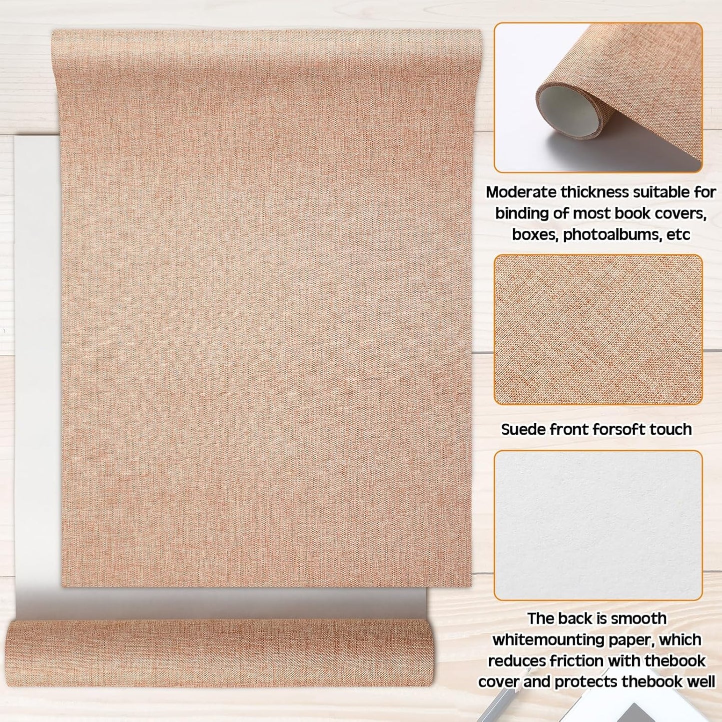 4 Pcs Book Cloth Bookcover Fabric Surface with Paper Backed Binding Cloth Fabric Book Cover for Scrapbooking Album DIY Craft Supplies Home, 4 Colors(Classic Color,40 x 16 Inches)