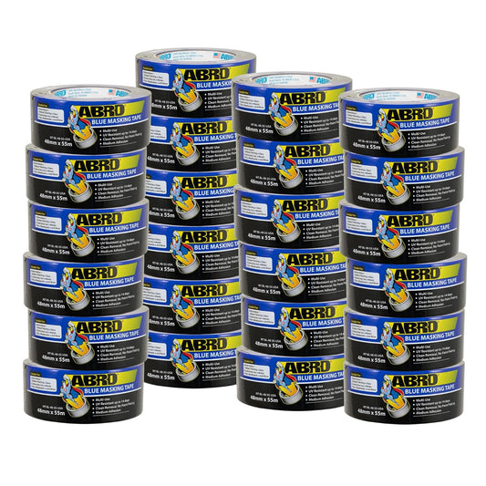 ABRO 24 Pack Blue Painters Tape 2 Inch Wide, 48mm x 55M, All Purpose Blue Tape Temporary Labeling, Easy Tear, Clean Removal, Masking Tape