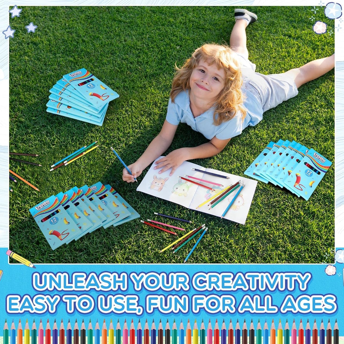 16 Sets 192 Pack Erasable Colored Pencils 12 Colors Pencils Smooth Colors with Erasers for Drawing Sketching Coloring Books Kids Adults Beginners Artists School Coloring Supplies