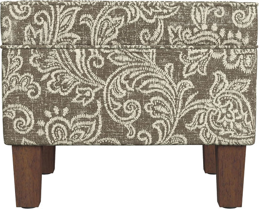 Home Decor | Dinah Collection Modern Storage Ottoman | Ottoman with Storage for Living Room & Bedroom(Brown Jacobean Print)