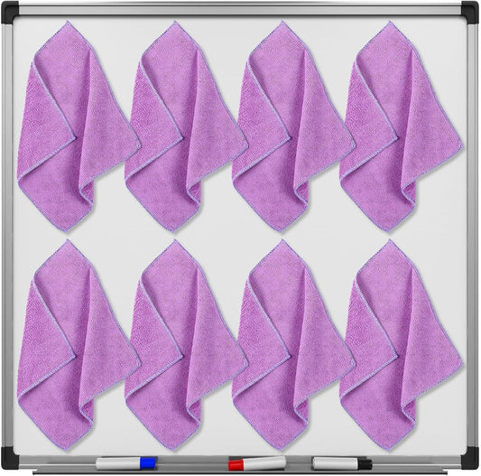 Zopeal 8 Packs Dry Erase Board Cleaning Cloth Microfiber Eraser Magnetic Whiteboard Eraser Washable for Whiteboard Dry Erase Cloth for Home and Office, 10'' x 9. 25''(Purple)